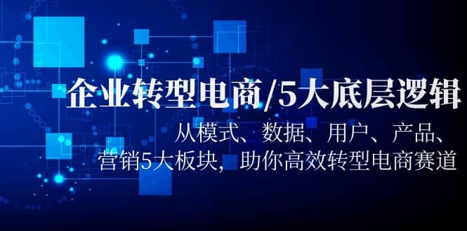 企业转型电商/5大底层逻辑，从模式 数据 用户 产品 营销5大板块，高效转型-巴叔叔资源网