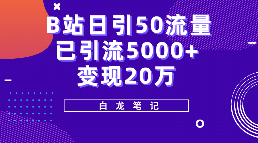 B站日引50+流量，实战已引流5000+变现20万，超级实操课程-巴叔叔资源网
