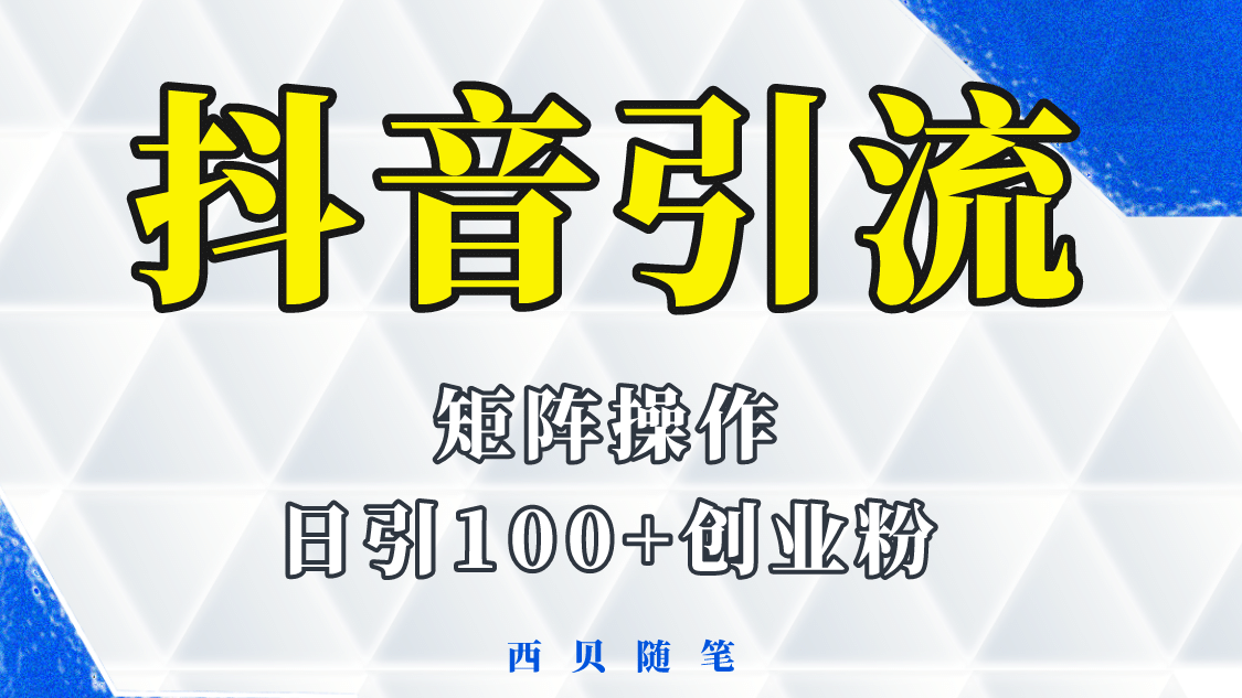 抖音引流术，矩阵操作，一天能引100多创业粉-巴叔叔资源网