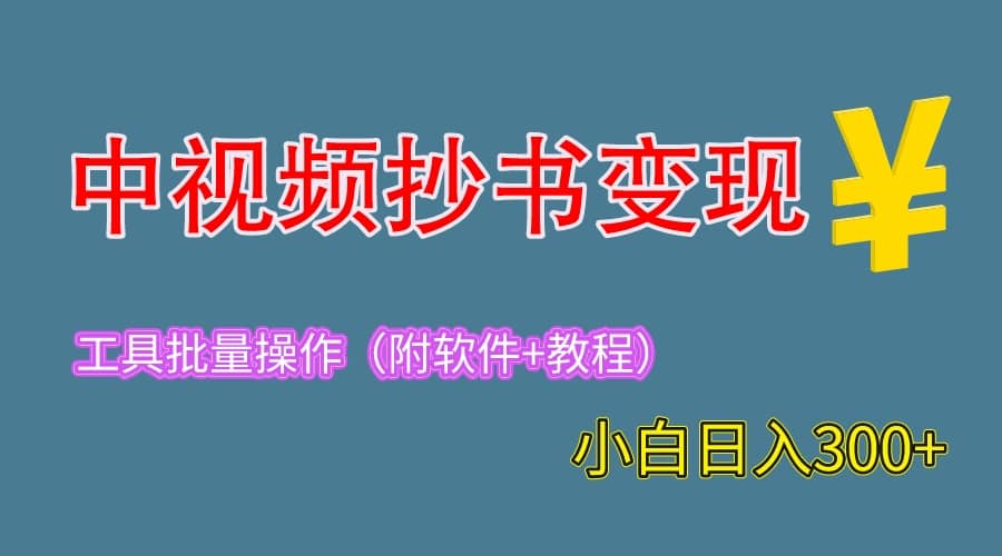 2023中视频抄书变现（附工具+教程），一天300+，特别适合新手操作的副业-巴叔叔资源网