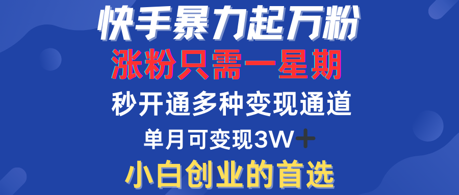 快手暴力起万粉，涨粉只需一星期！多种变现模式-巴叔叔资源网
