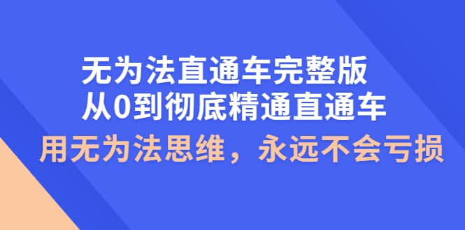 无为法直通车完整版：从0到彻底精通直通车，用无为法思维，永远不会亏损-巴叔叔资源网