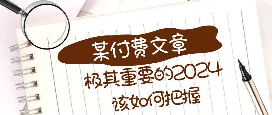 极其重要的2024该如何把握？【某公众号付费文章】-巴叔叔资源网