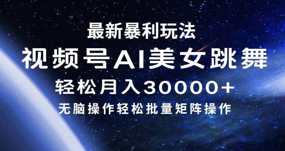 最新暴利玩法视频号AI美女，简单矩阵轻松月入30000+-巴叔叔资源网
