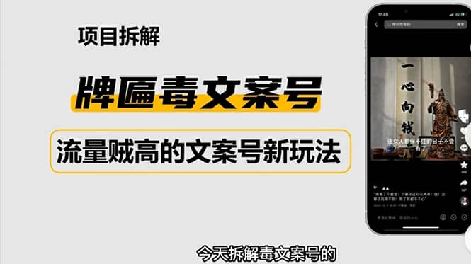 2023抖音快手毒文案新玩法，牌匾文案号，起号快易变现-巴叔叔资源网
