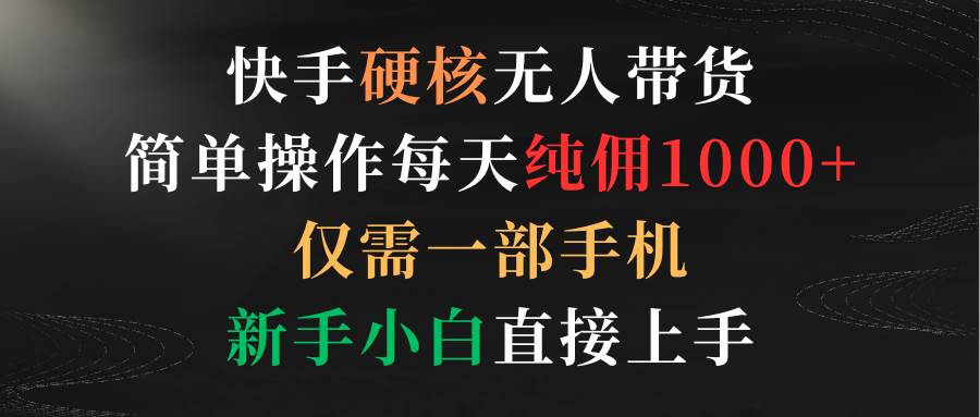 快手硬核无人带货，简单操作每天纯佣1000+,仅需一部手机，新手小白直接上手-巴叔叔资源网