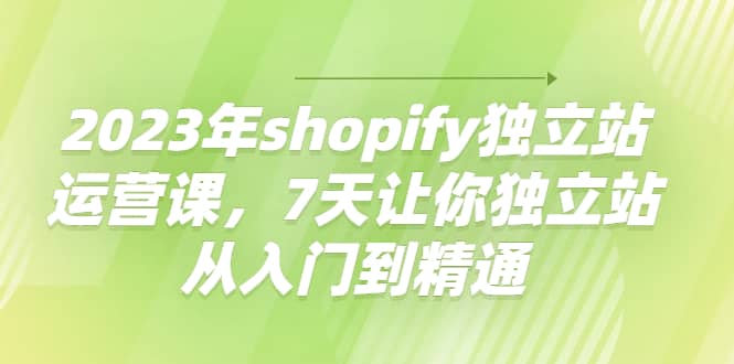 2023年shopify独立站运营课，7天让你独立站从入门到精通-巴叔叔资源网