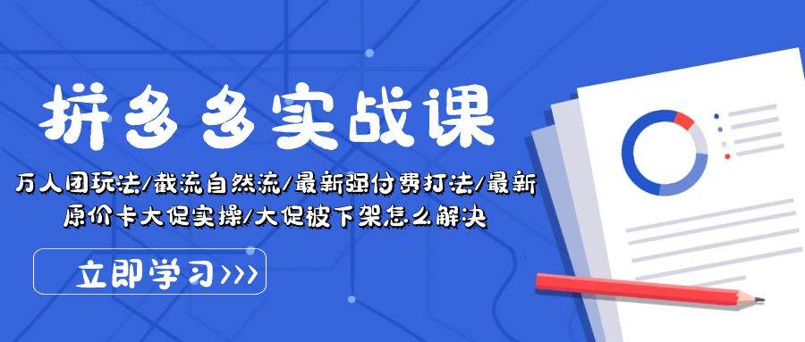 拼多多·实战课：万人团玩法/截流自然流/最新强付费打法/最新原价卡大促..-巴叔叔资源网