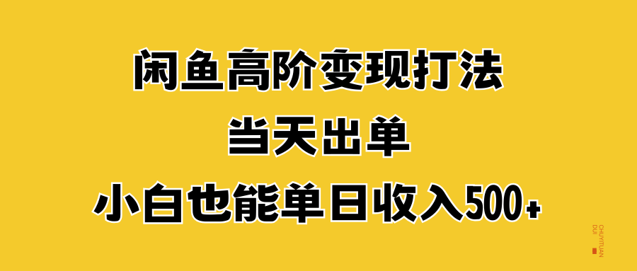 闲鱼高阶变现打法，当天出单，小白也能单日收入500+-巴叔叔资源网