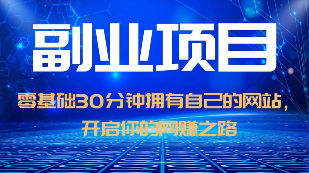 零基础30分钟拥有自己的网站，日赚1000+，开启你的网赚之路（教程+源码）-巴叔叔资源网