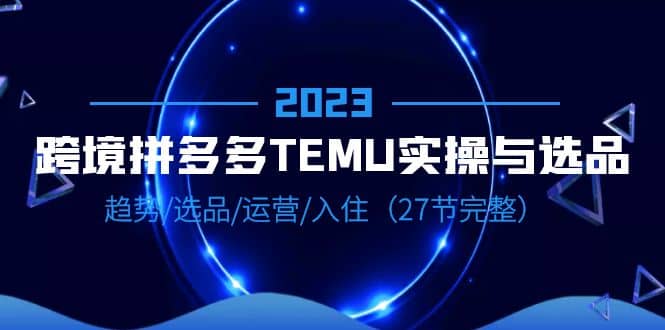 2023跨境·拼多多·TEMU实操与选品，趋势·选品·运营·入住（27节完整）-巴叔叔资源网