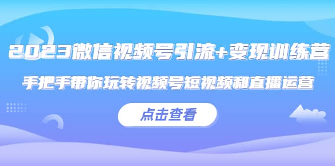 2023微信视频号引流+变现训练营：手把手带你玩转视频号短视频和直播运营-巴叔叔资源网