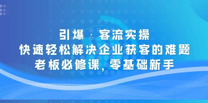 引爆·客流实操：快速轻松解决企业获客的难题，老板必修课，零基础新手-巴叔叔资源网
