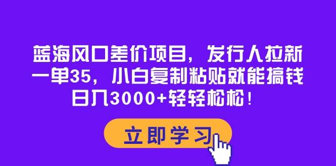 蓝海风口差价项目，发行人拉新，一单35，小白复制粘贴就能搞钱！日入3000+轻轻松松-巴叔叔资源网