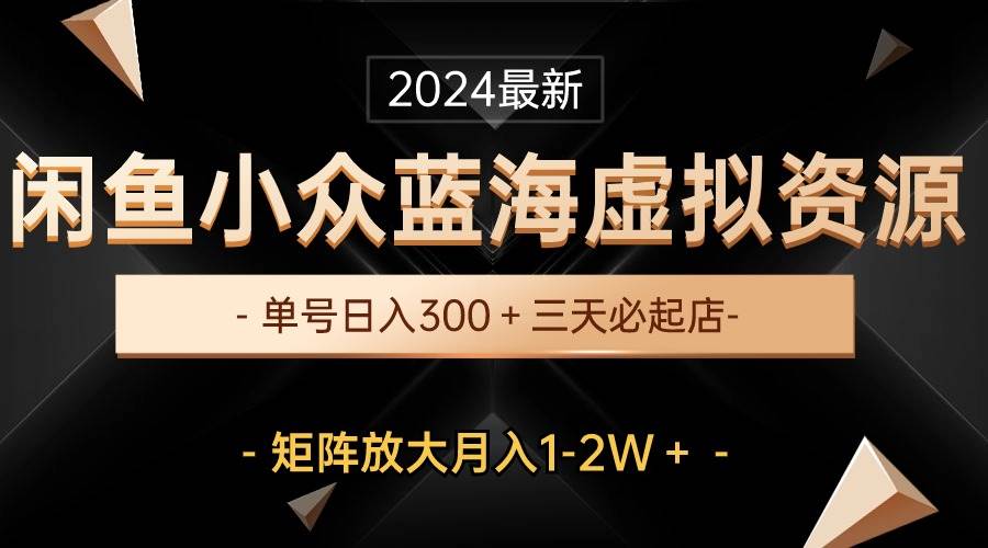 最新闲鱼小众蓝海虚拟资源，单号日入300＋，三天必起店，矩阵放大月入1-2W-巴叔叔资源网