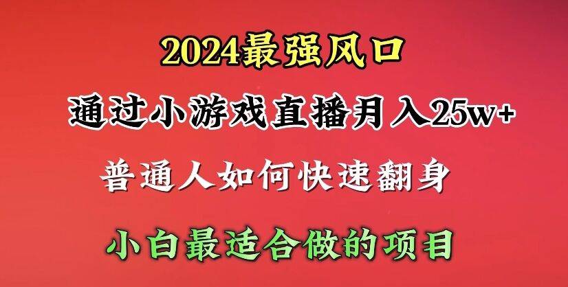 2024年最强风口，通过小游戏直播月入25w+单日收益5000+小白最适合做的项目-巴叔叔资源网