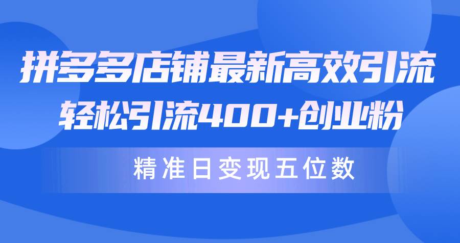 拼多多店铺最新高效引流术，轻松引流400+创业粉，精准日变现五位数！-巴叔叔资源网