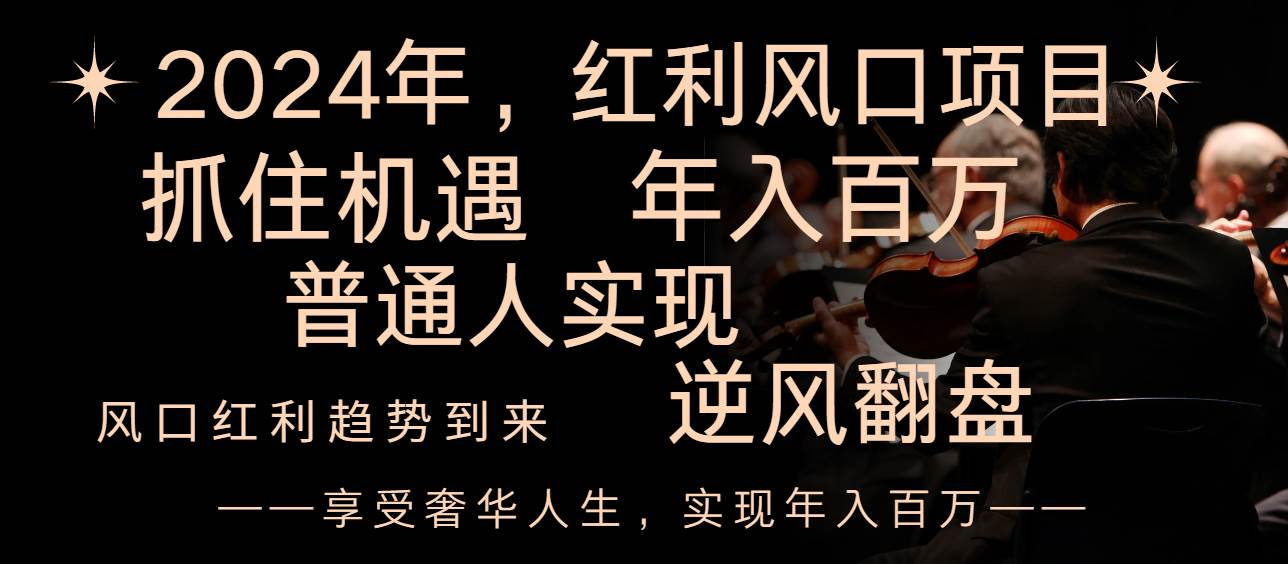 2024红利风口项目来袭，享受第一波红利，逆风翻盘普通人也能实现，年入百万-巴叔叔资源网