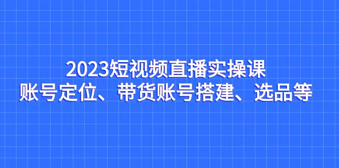 2023短视频直播实操课，账号定位、带货账号搭建、选品等-巴叔叔资源网