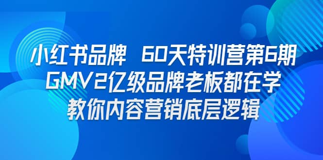 小红书品牌 60天特训营第6期 GMV2亿级品牌老板都在学 教你内容营销底层逻辑-巴叔叔资源网