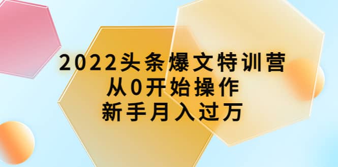 2022头条爆文特训营：从0开始操作，新手月入过万（16节课时）-巴叔叔资源网