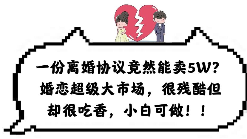 一份离婚协议竟然能卖5W？婚恋超级大市场，很残酷但却很吃香，小白可做-巴叔叔资源网