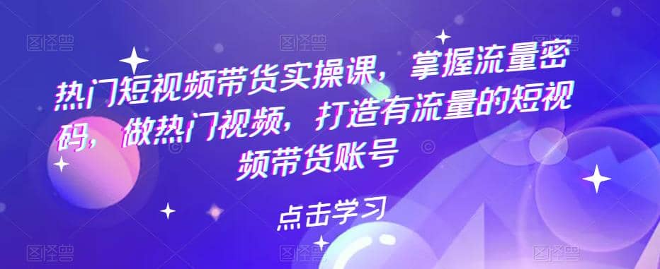 热门短视频带货实战 掌握流量密码 做热门视频 打造有流量的短视频带货账号-巴叔叔资源网