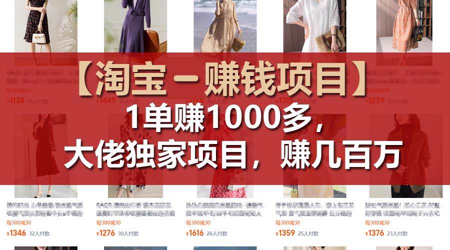 【淘宝赚钱项目】1单可赚1000多，大佬独家项目，年赚几百万-巴叔叔资源网