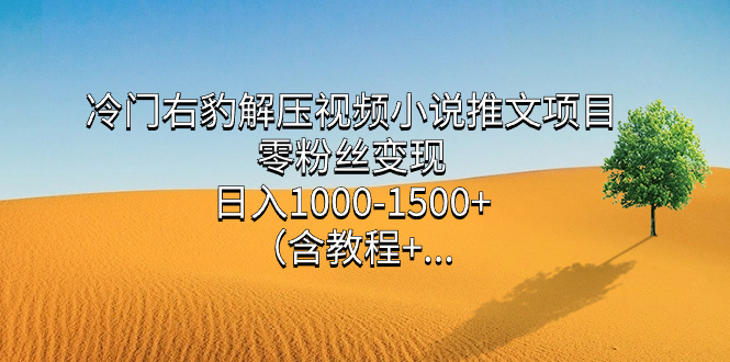 冷门右豹解压视频小说推文项目，零粉丝变现，日入1000-1500+（含教程）-巴叔叔资源网
