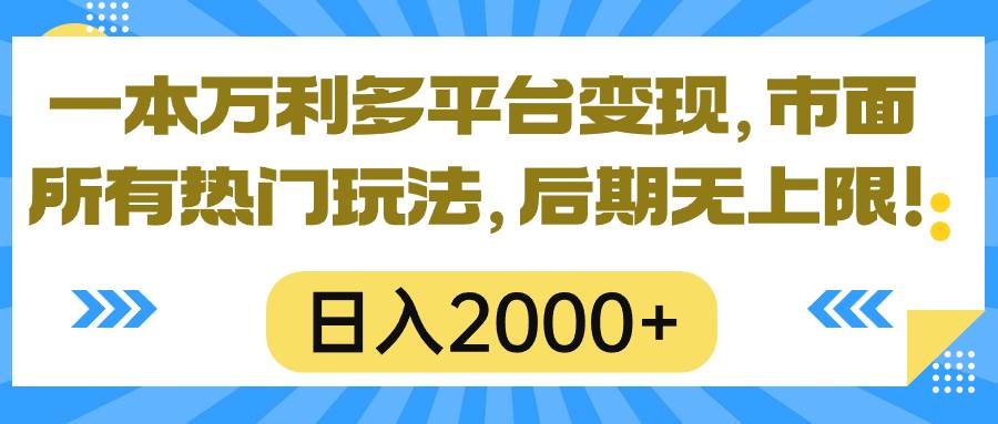 一本万利多平台变现，市面所有热门玩法，日入2000+，后期无上限！-巴叔叔资源网