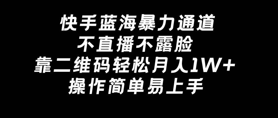 快手蓝海暴力通道，不直播不露脸，靠二维码轻松月入1W+，操作简单易上手-巴叔叔资源网