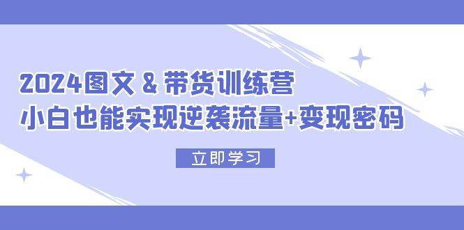 2024 图文+带货训练营，小白也能实现逆袭流量+变现密码-巴叔叔资源网