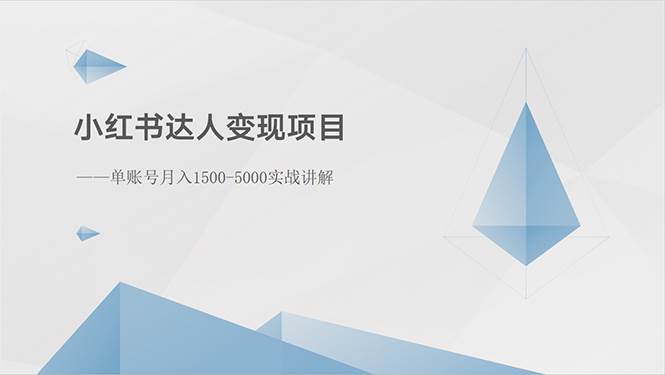 小红书达人变现项目：单账号月入1500-3000实战讲解-巴叔叔资源网