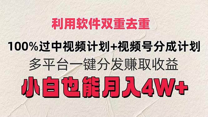 利用软件双重去重，100%过中视频+视频号分成计划小白也可以月入4W+-巴叔叔资源网