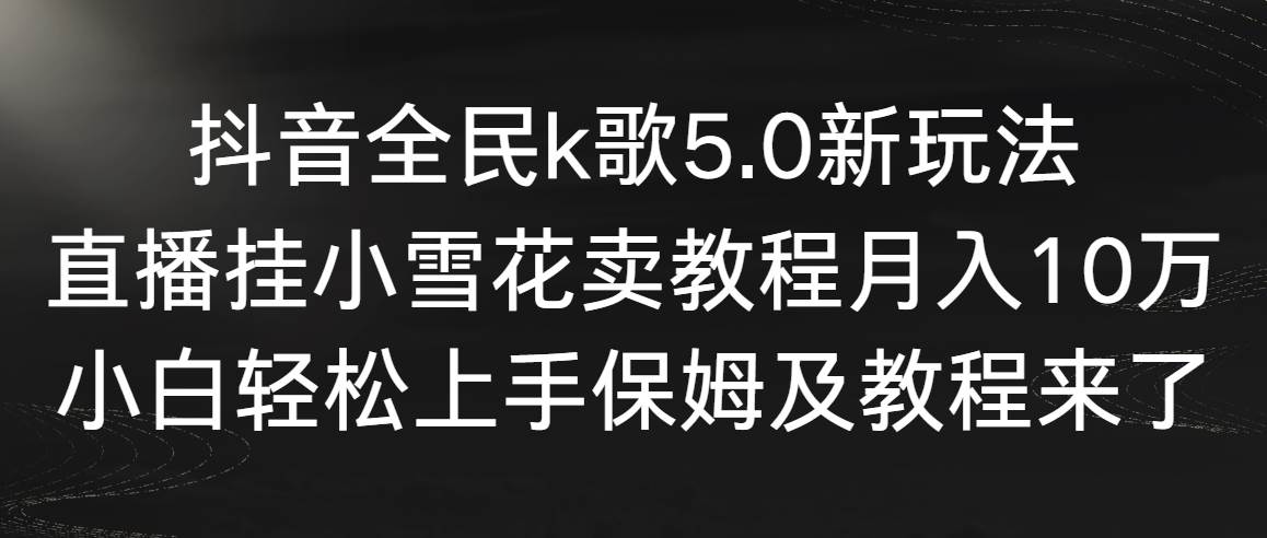 抖音全民k歌5.0新玩法，直播挂小雪花卖教程月入10万，小白轻松上手，保…-巴叔叔资源网