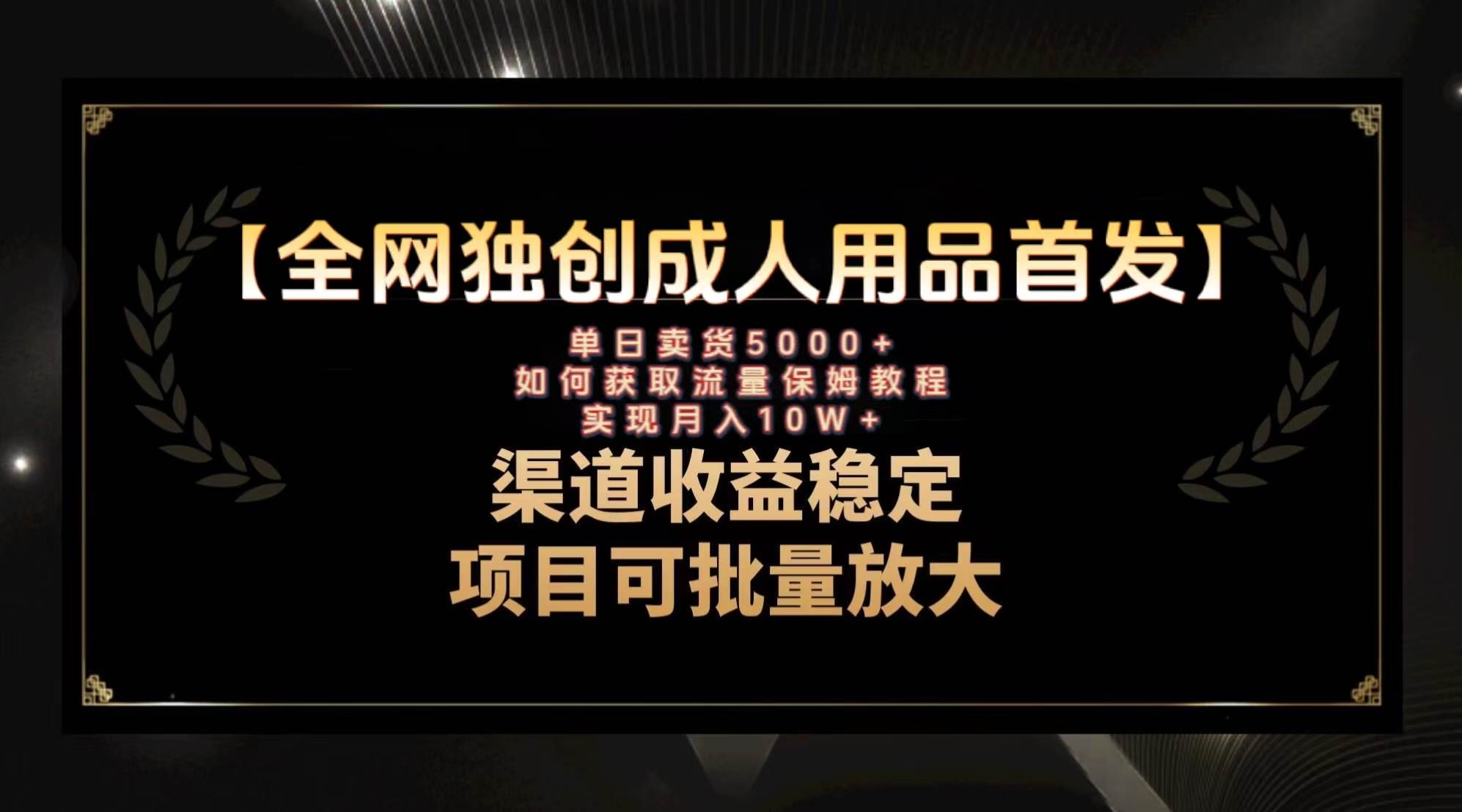 最新全网独创首发，成人用品赛道引流获客，月入10w保姆级教程-巴叔叔资源网