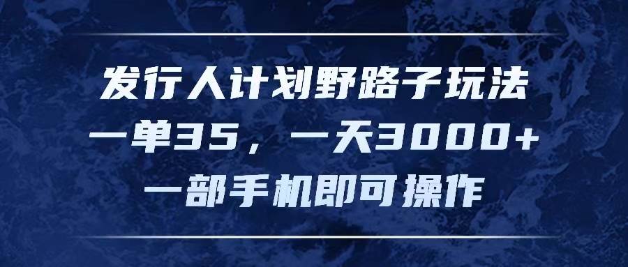 发行人计划野路子玩法，一单35，一天3000+，一部手机即可操作-巴叔叔资源网