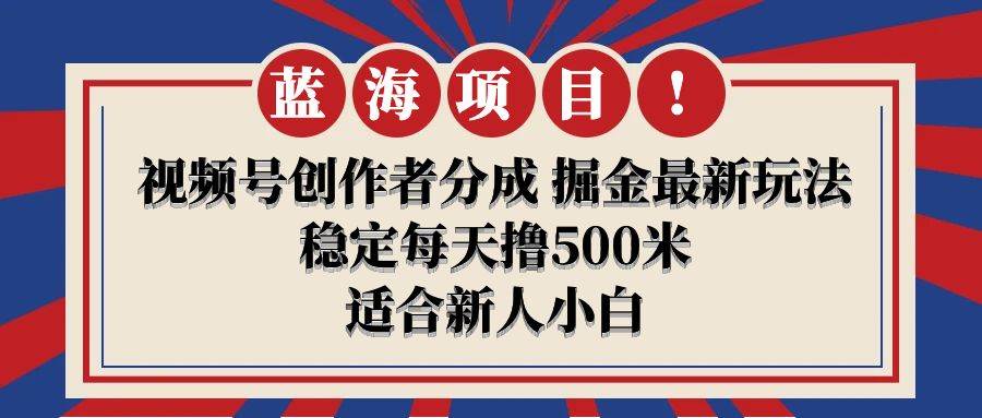 【蓝海项目】视频号创作者分成 掘金最新玩法 稳定每天撸500米 适合新人小白-巴叔叔资源网