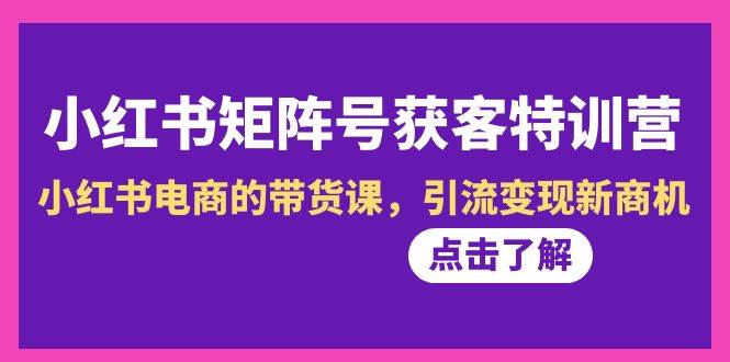 小红书-矩阵号获客特训营-第10期，小红书电商的带货课，引流变现新商机-巴叔叔资源网