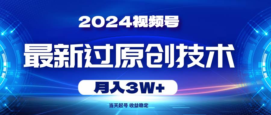2024视频号最新过原创技术，当天起号，收益稳定，月入3W+-巴叔叔资源网