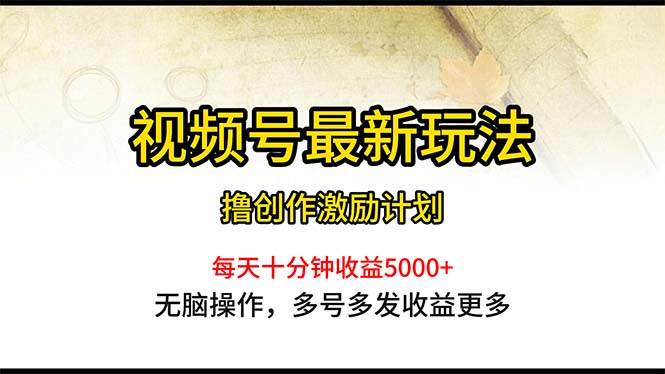 视频号最新玩法，每日一小时月入5000+-巴叔叔资源网