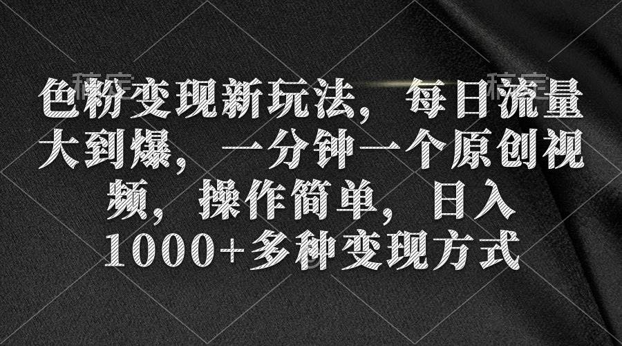 色粉变现新玩法，每日流量大到爆，一分钟一个原创视频，操作简单，日入1000+-巴叔叔资源网
