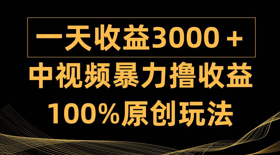 中视频暴力撸收益，日入3000＋，100%原创玩法，小白轻松上手多种变现方式-巴叔叔资源网