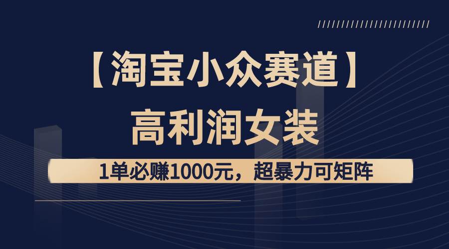 【淘宝小众赛道】高利润女装：1单必赚1000元，超暴力可矩阵-巴叔叔资源网