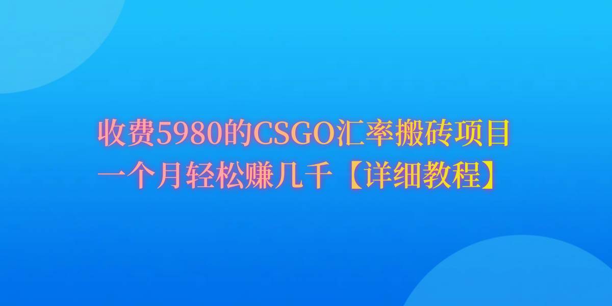 CSGO装备搬砖，月综合收益率高达60%，你也可以！-巴叔叔资源网
