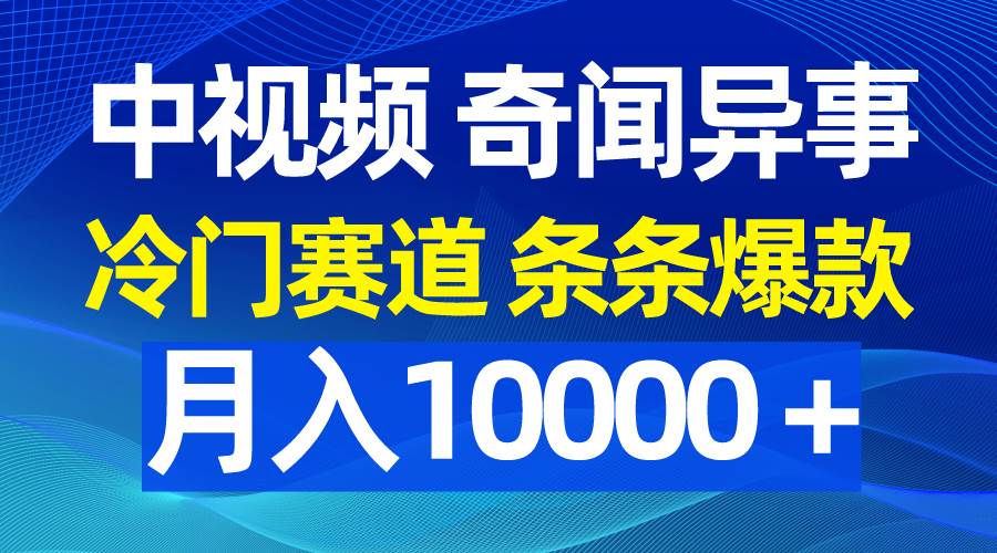 中视频奇闻异事，冷门赛道条条爆款，月入10000＋-巴叔叔资源网