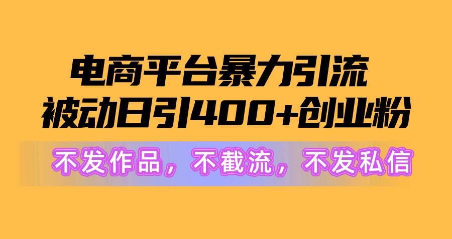 电商平台暴力引流,被动日引400+创业粉不发作品，不截流，不发私信-巴叔叔资源网