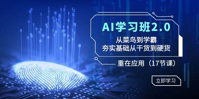AI学习班2.0：从菜鸟到学霸，夯实基础从干货到硬货，重在应用（17节课）-巴叔叔资源网