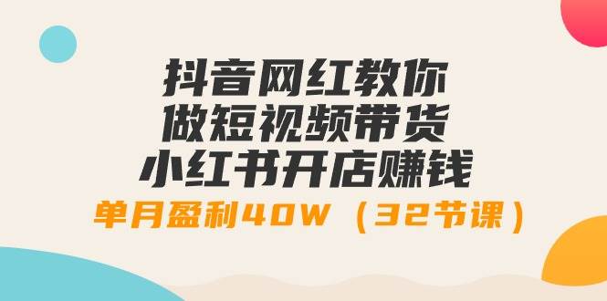 抖音网红教你做短视频带货+小红书开店赚钱，单月盈利40W（32节课）-巴叔叔资源网