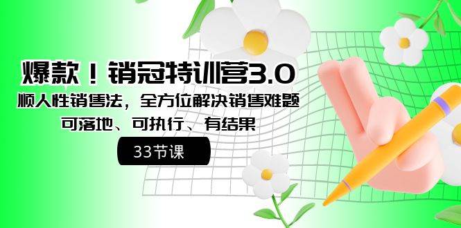 爆款！销冠特训营3.0之顺人性销售法，全方位解决销售难题、可落地、可执行、有结果-巴叔叔资源网